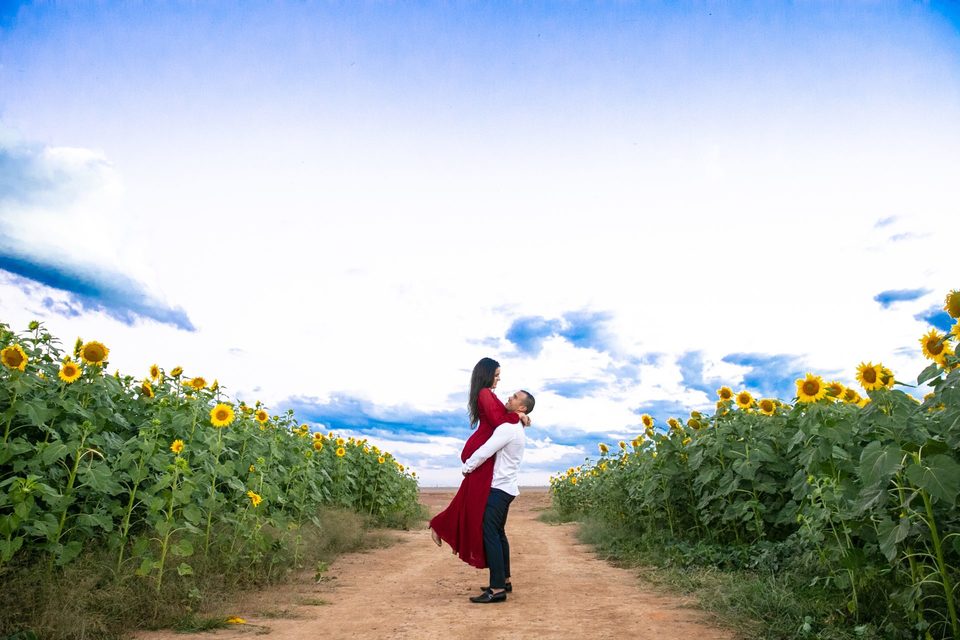Ensaio pré-wedding Sarah & Wanderley - Plantação de Girassóis - Brasília-DF